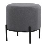 Daniella Contemporary Grey Fabric Black Metal Footstool 17-Inch