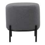 Daniella Contemporary Grey Fabric Black Metal Footstool 17-Inch