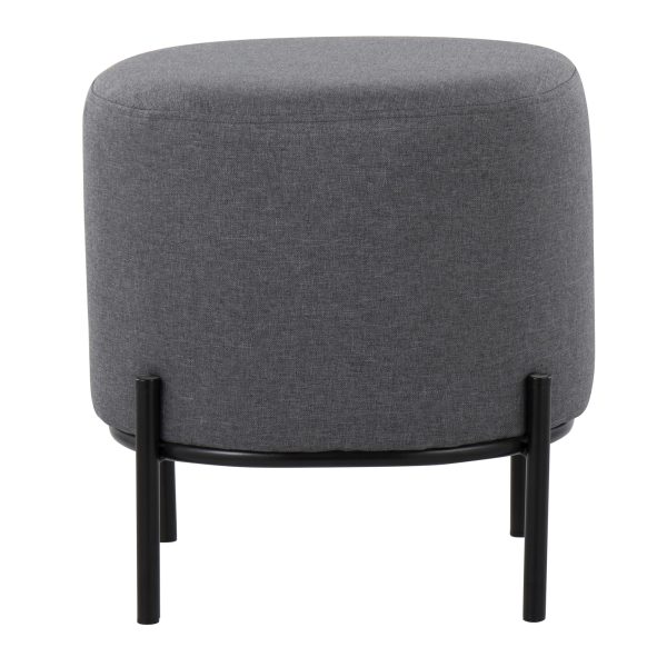 Daniella Contemporary Grey Fabric Black Metal Footstool 17 Inch 4