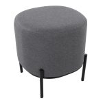 Daniella Contemporary Grey Fabric Black Metal Footstool 17-Inch