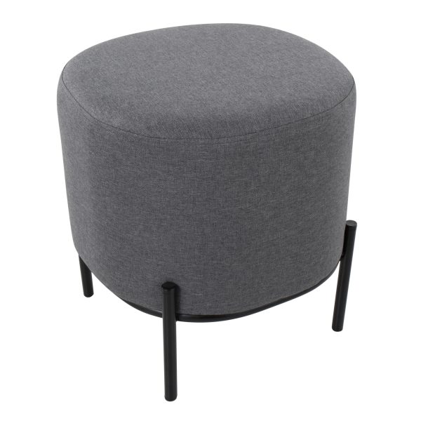 Daniella Contemporary Grey Fabric Black Metal Footstool 17 Inch 5