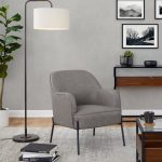Daniella Contemporary Grey Faux Leather Accent Chair, Black Metal