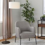Daniella Contemporary Grey Faux Leather Accent Chair, Black Metal