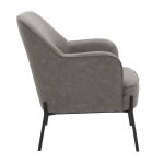 Daniella Contemporary Grey Faux Leather Accent Chair, Black Metal