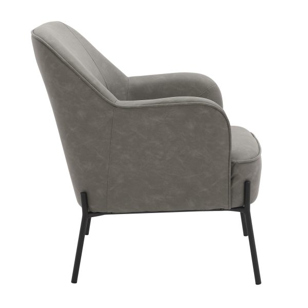 Daniella Contemporary Grey Faux Leather Accent Chair Black Metal 3