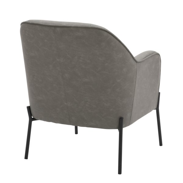 Daniella Contemporary Grey Faux Leather Accent Chair Black Metal 4
