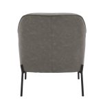 Daniella Contemporary Grey Faux Leather Accent Chair, Black Metal