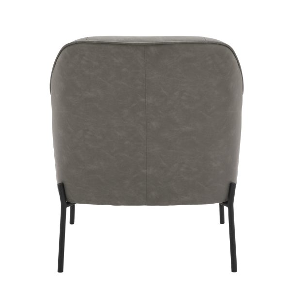 Daniella Contemporary Grey Faux Leather Accent Chair Black Metal 5