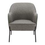Daniella Contemporary Grey Faux Leather Accent Chair, Black Metal