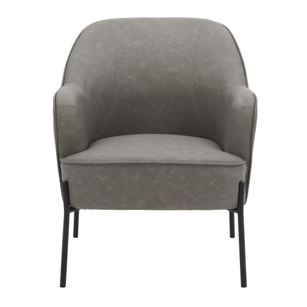 Daniella Contemporary Grey Faux Leather Accent Chair Black Metal 6
