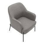 Daniella Contemporary Grey Faux Leather Accent Chair, Black Metal