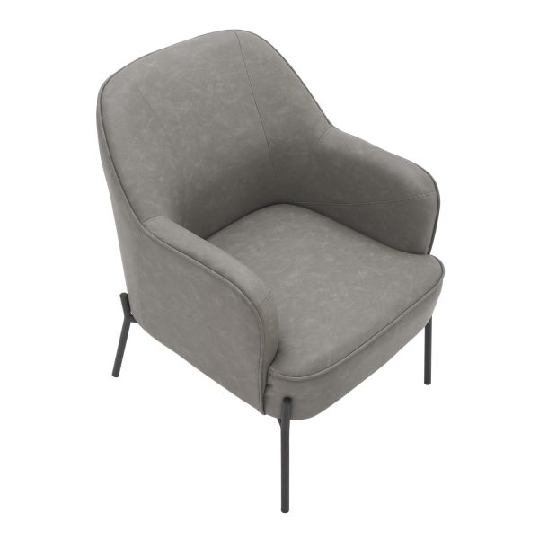 Daniella Contemporary Grey Faux Leather Accent Chair Black Metal 7