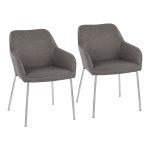 Daniella Contemporary Grey Faux Leather Chrome Dining Chairs (Set of 2)