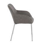 Daniella Contemporary Grey Faux Leather Chrome Dining Chairs (Set of 2)