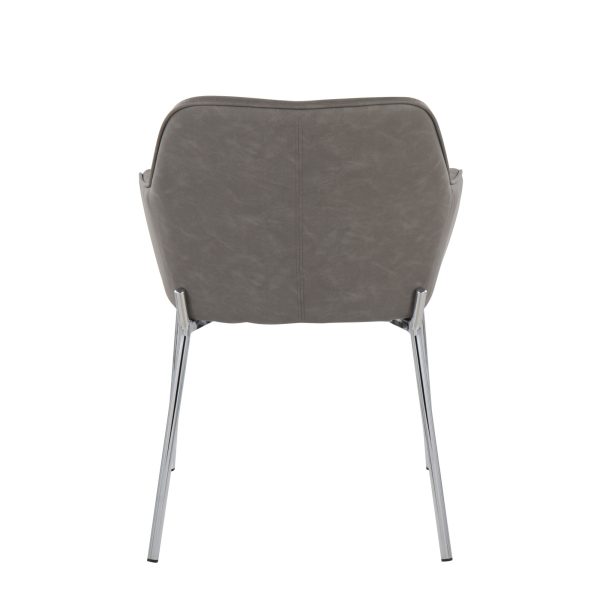 Daniella Contemporary Grey Faux Leather Chrome Dining Chairs Set of 2 5