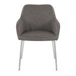 Daniella Contemporary Grey Faux Leather Chrome Dining Chairs (Set of 2)
