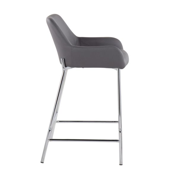 Daniella Contemporary Grey Faux Leather Counter Stools Set of 2 4