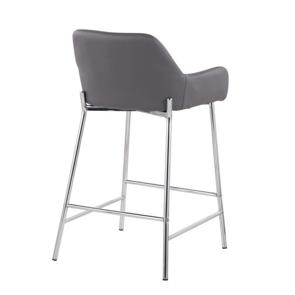 Daniella Contemporary Grey Faux Leather Counter Stools Set of 2 5