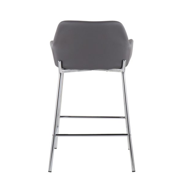 Daniella Contemporary Grey Faux Leather Counter Stools Set of 2 6