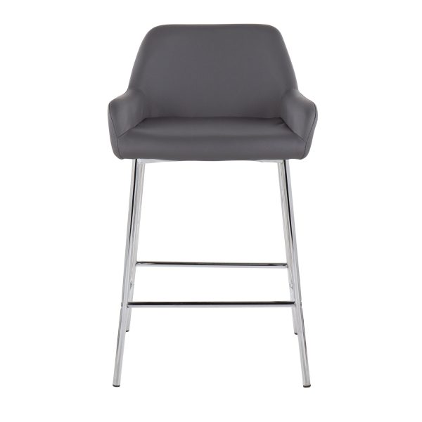 Daniella Contemporary Grey Faux Leather Counter Stools Set of 2 7