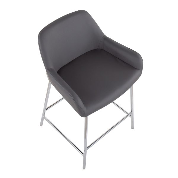 Daniella Contemporary Grey Faux Leather Counter Stools Set of 2 8