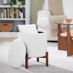 Daniella Contemporary Walnut Wood White Fabric Storage Ottoman 12 Daniella Contemporary Walnut Wood White Fabric Storage Ottoman