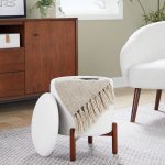 Daniella Contemporary Walnut Wood White Fabric Storage Ottoman 14 Daniella Contemporary Walnut Wood White Fabric Storage Ottoman