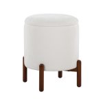 Daniella Contemporary Walnut Wood White Fabric Storage Ottoman 16 Daniella Contemporary Walnut Wood White Fabric Storage Ottoman