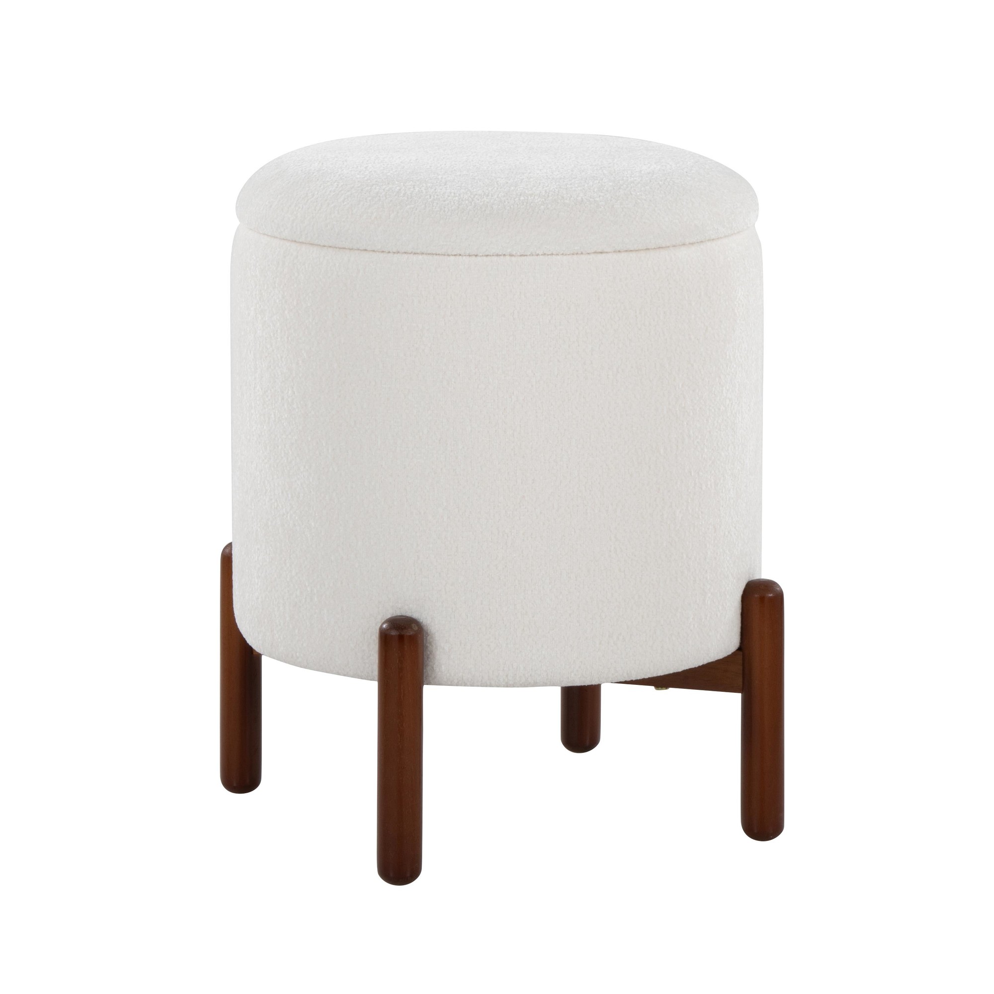 Daniella Contemporary Walnut Wood White Fabric Storage Ottoman 6 Daniella Contemporary Walnut Wood White Fabric Storage Ottoman - Image 6