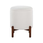 Daniella Contemporary Walnut Wood White Fabric Storage Ottoman 17 Daniella Contemporary Walnut Wood White Fabric Storage Ottoman