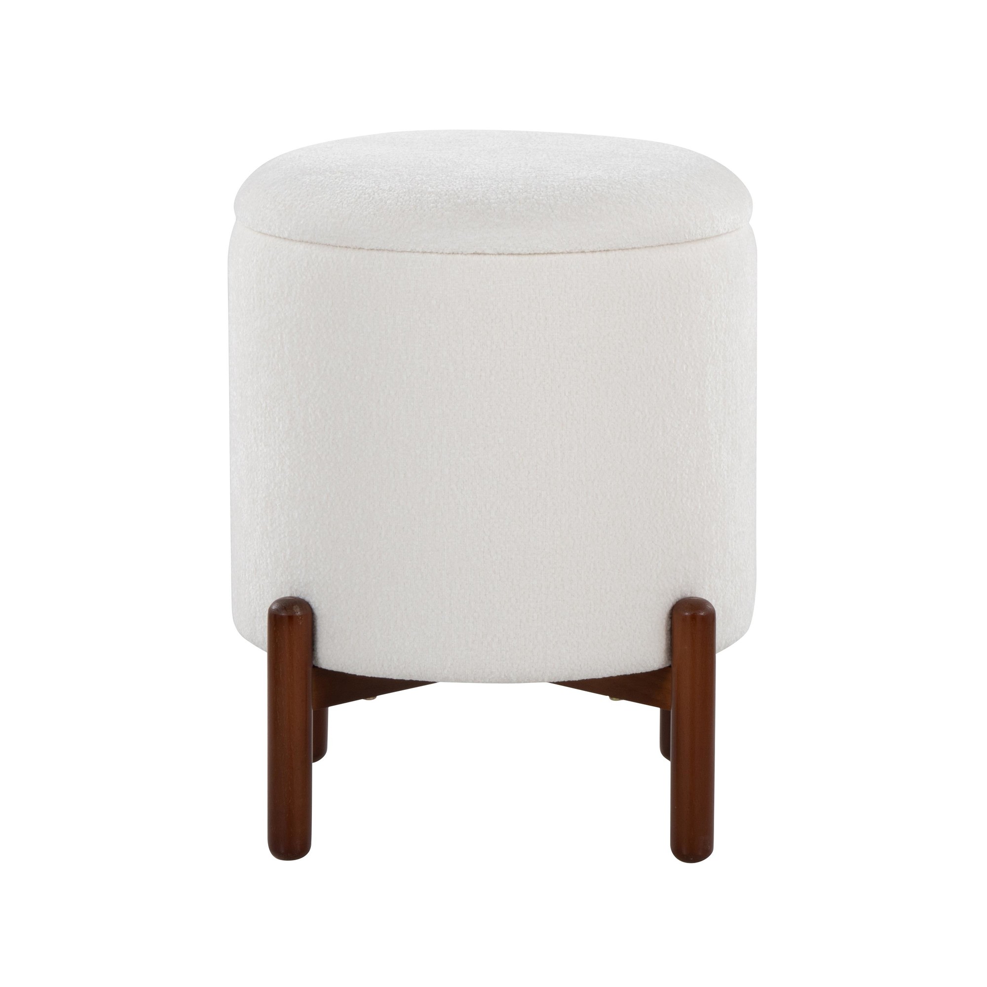 Daniella Contemporary Walnut Wood White Fabric Storage Ottoman 7 Daniella Contemporary Walnut Wood White Fabric Storage Ottoman - Image 7