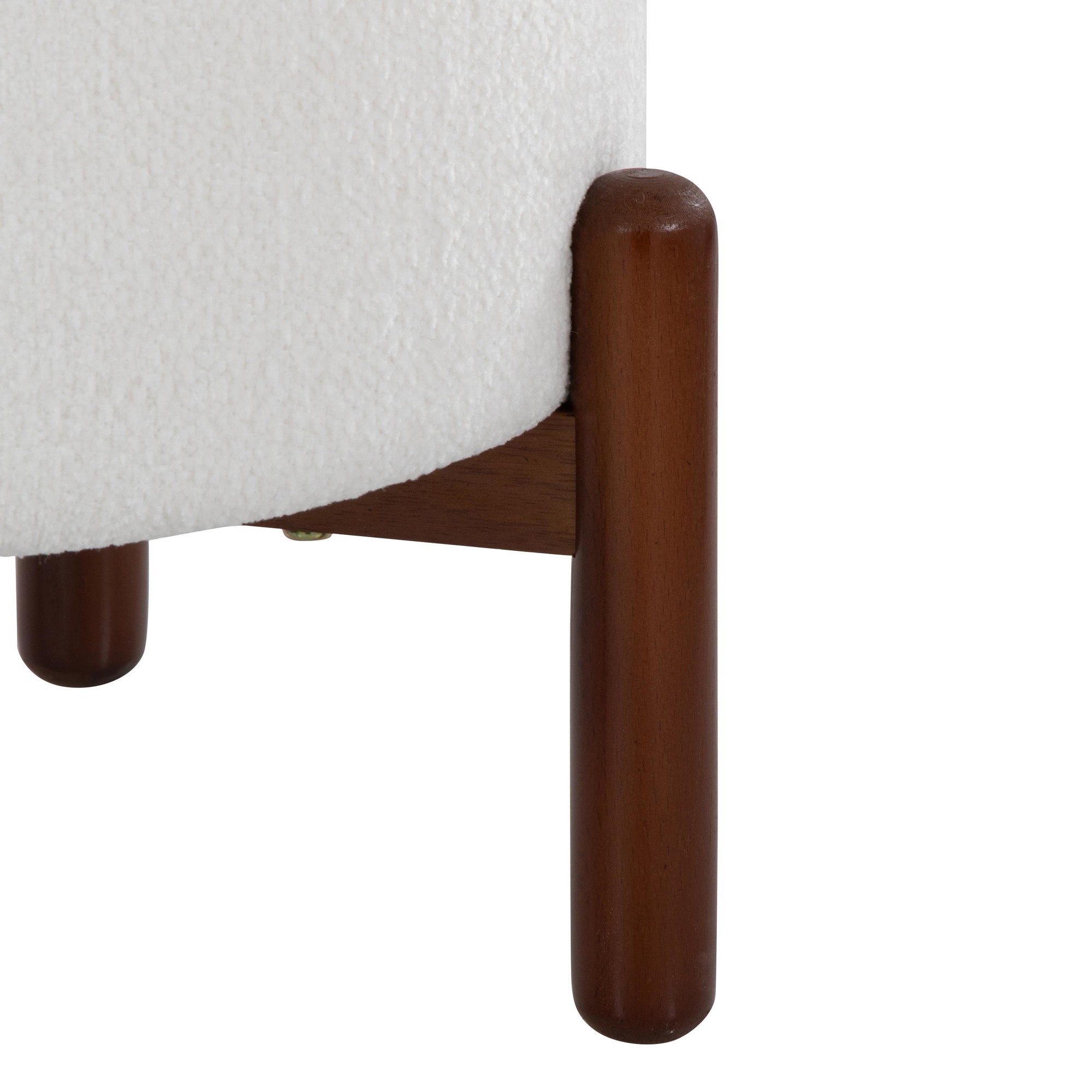 Daniella Contemporary Walnut Wood White Fabric Storage Ottoman 9 Daniella Contemporary Walnut Wood White Fabric Storage Ottoman - Image 9
