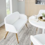 Daniella Contemporary White Faux Leather and Gold High Back Bench 15 Daniella Contemporary White Faux Leather and Gold High Back Bench