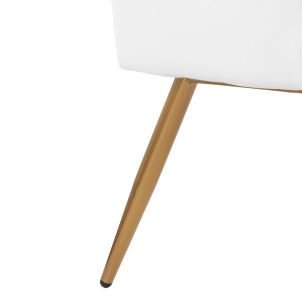 Daniella Contemporary White Faux Leather and Gold High Back Bench 10