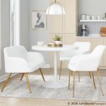 Daniella Contemporary White Faux Leather and Gold High Back Bench 14 Daniella Contemporary White Faux Leather and Gold High Back Bench