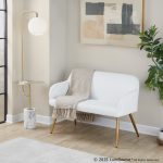 Daniella Contemporary White Faux Leather and Gold High Back Bench 16 Daniella Contemporary White Faux Leather and Gold High Back Bench