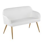 Daniella Contemporary White Faux Leather and Gold High Back Bench 18 Daniella Contemporary White Faux Leather and Gold High Back Bench
