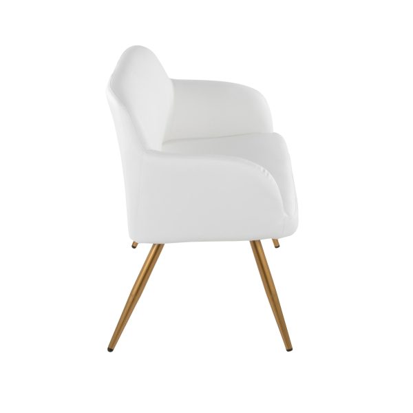 Daniella Contemporary White Faux Leather and Gold High Back Bench 5