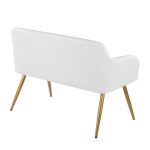 Daniella Contemporary White Faux Leather and Gold High Back Bench 20 Daniella Contemporary White Faux Leather and Gold High Back Bench