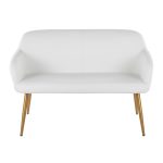 Daniella Contemporary White Faux Leather and Gold High Back Bench 22 Daniella Contemporary White Faux Leather and Gold High Back Bench