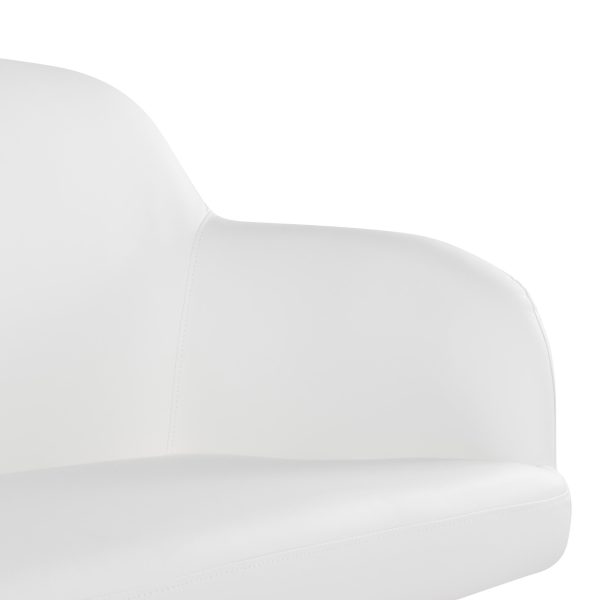 Daniella Contemporary White Faux Leather and Gold High Back Bench 9