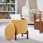 Daniella Contemporary Yellow Fabric Walnut Wood Storage Ottoman 13 Daniella Contemporary Yellow Fabric Walnut Wood Storage Ottoman