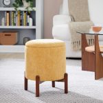 Daniella Contemporary Yellow Fabric Walnut Wood Storage Ottoman 12 Daniella Contemporary Yellow Fabric Walnut Wood Storage Ottoman