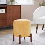 Daniella Contemporary Yellow Fabric Walnut Wood Storage Ottoman 14 Daniella Contemporary Yellow Fabric Walnut Wood Storage Ottoman