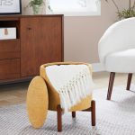 Daniella Contemporary Yellow Fabric Walnut Wood Storage Ottoman 15 Daniella Contemporary Yellow Fabric Walnut Wood Storage Ottoman