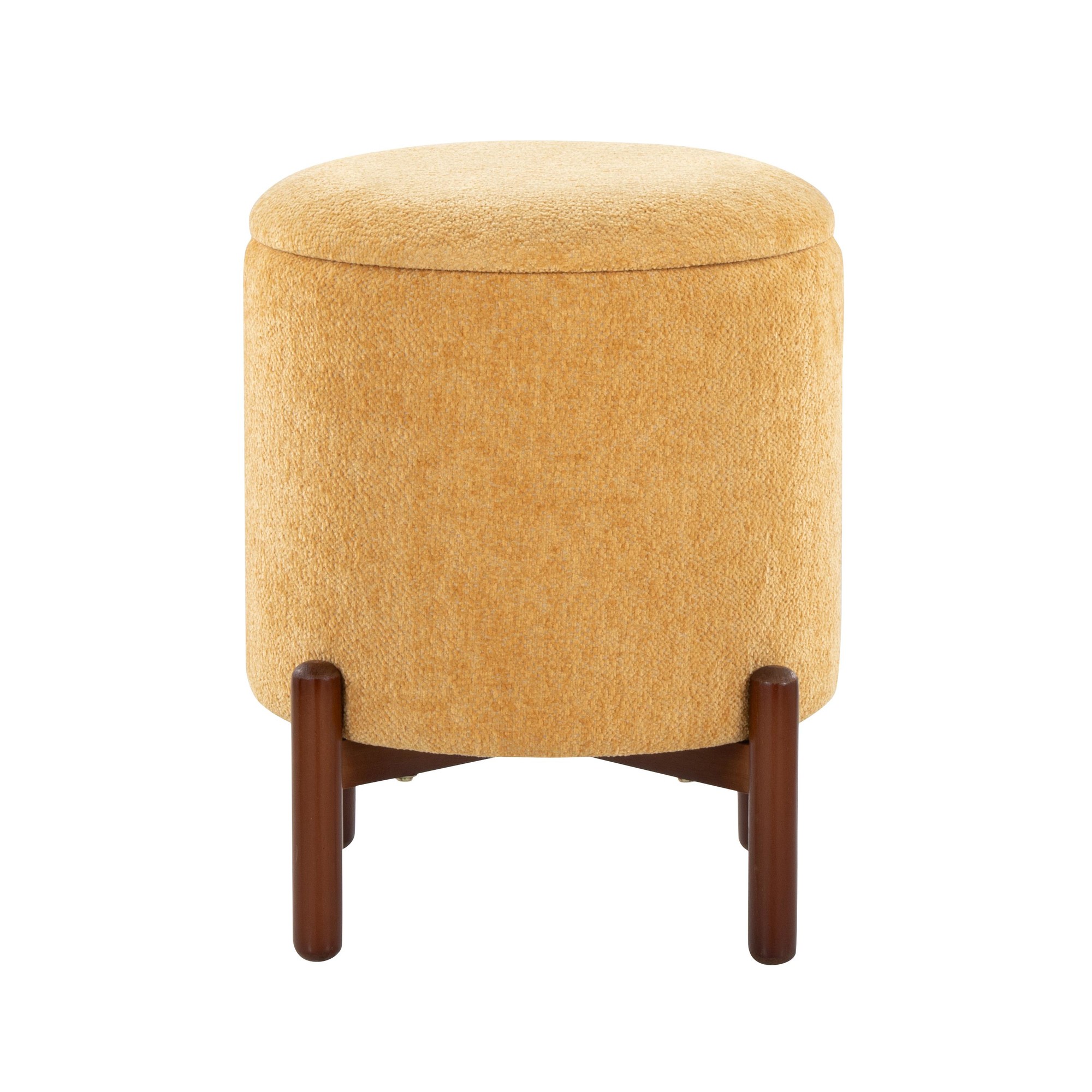 Daniella Contemporary Yellow Fabric Walnut Wood Storage Ottoman 8 Daniella Contemporary Yellow Fabric Walnut Wood Storage Ottoman - Image 8
