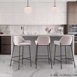 Daniella Cream Fabric Black Metal Contemporary Bar Stool (Set of 2) 3 Daniella Cream Fabric Black Metal Contemporary Bar Stool (Set of 2)