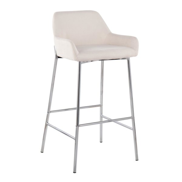 Daniella Cream Fabric Chrome Contemporary Bar Stool Set of 2 2