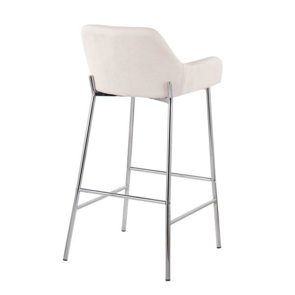 Daniella Cream Fabric Chrome Contemporary Bar Stool Set of 2 4