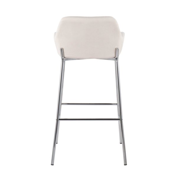 Daniella Cream Fabric Chrome Contemporary Bar Stool Set of 2 5